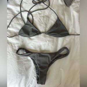 Ark swimwear - triangle bikini top (XS) and Brazilian bikini bottom (S) (grey)